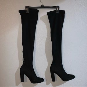 Steve Madden EMOTIONS BLACK THIGH HIGH HEELED BOOT